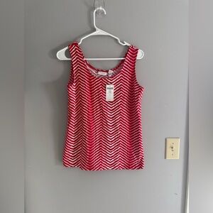 Chicos Red Chevron Zig Zag Contemporary Tank Top Womens SZ 1 New Casual Summer